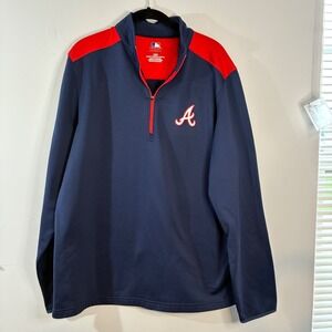 MLB Atlanta Braves Pullover Jacket Half Zip Long Sleeve‎ Red Blue Mens L